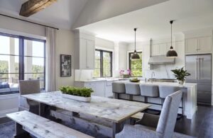 Large white eat-in kitchen