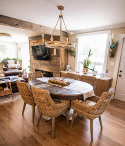 Dining and living room open concept space.